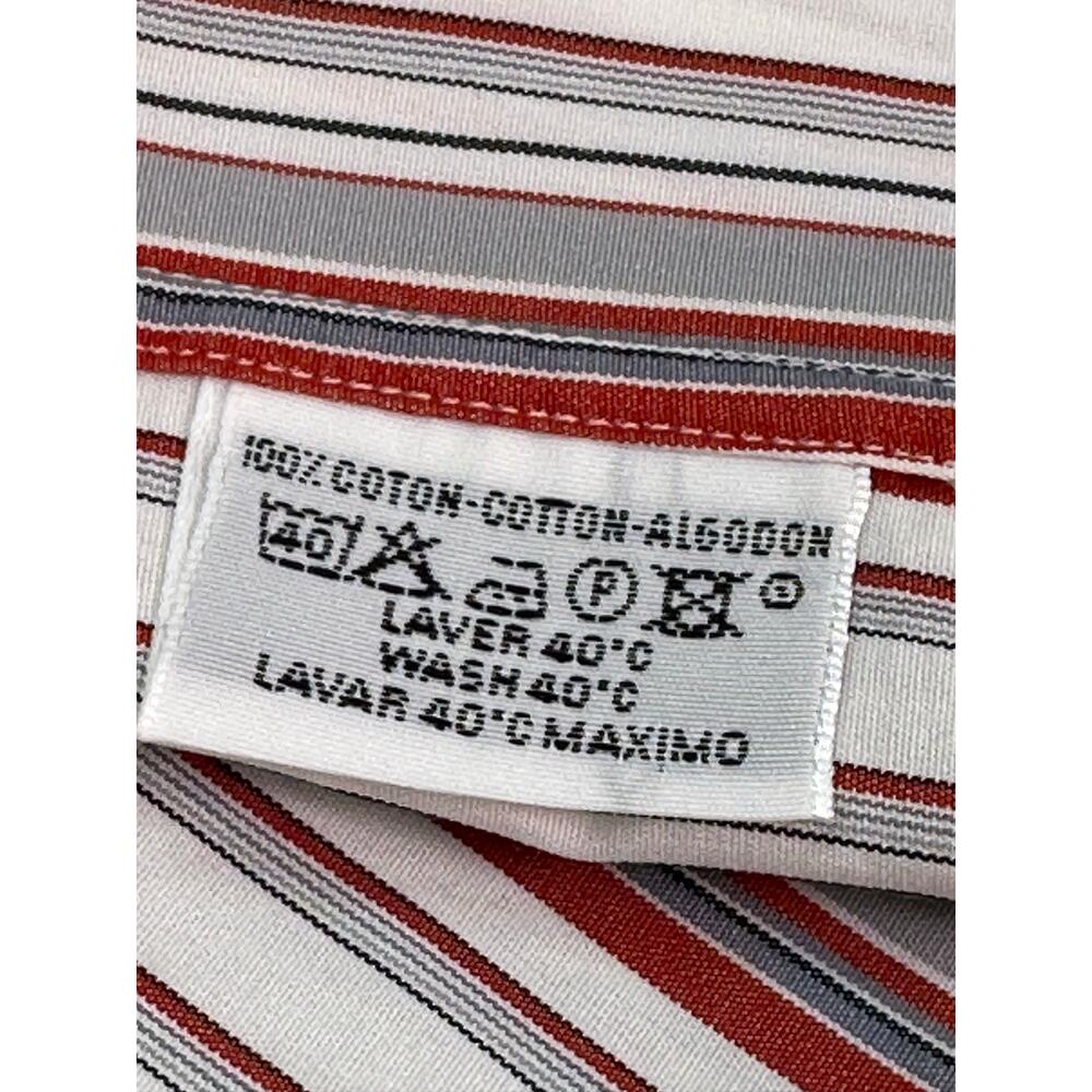 Vintage Hermès Red & Gray Striped Cotton Designer Dress Shirt Size 16/41 (L) - Picture 11 of 11